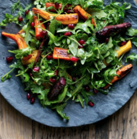 Roasted Carrot Salad With Arugula and Pomegranate