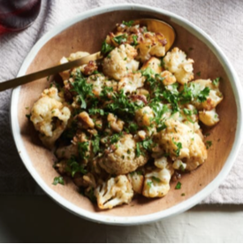 Roasted Cauliflower with Walnut Dressing