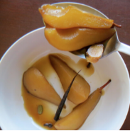 Spiked Chai Poached Pears