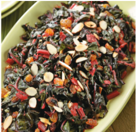 Swiss Chard with Raisins and Almonds