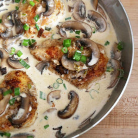 Bourbon Chicken with Mushroom Cream Sauce