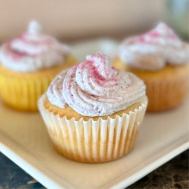 Rosy Cupcakes with Hibiscus Meringue Frosting