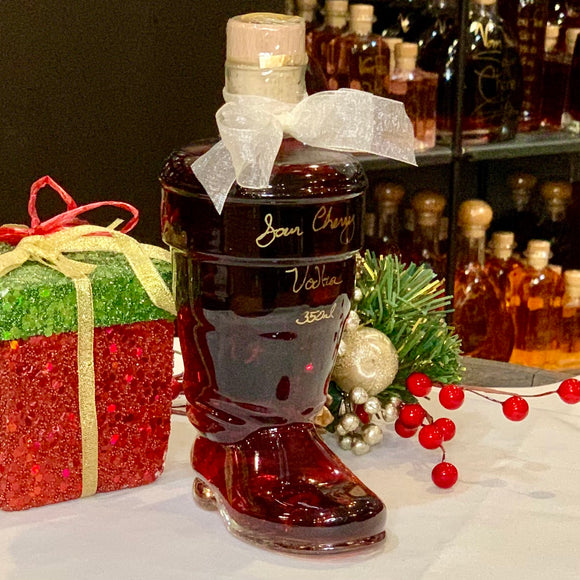 Sour Cherry Liqueur in Santa Boot